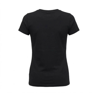 T-shirt à manches courtes col rond noir pour femme, 100 % coton jersey, coupe classique, couleur unie, respirant, à porter toute l'année - Product Image 6