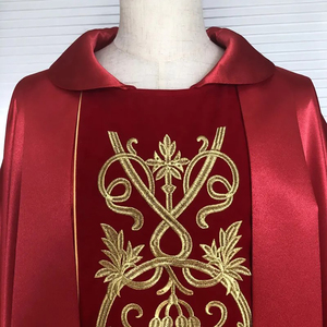Nouvelle chasuble de prêtre en satin rouge de qualité supérieure avec broderie dorée sur le devant et ornementation 2026, sur mesure, nouveau design, chasuble brodée - Product Image 6