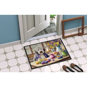 Nuevo felpudo antideslizante de pelo bajo para exteriores, 18H X 27W, diseño de perro pastor inglés antiguo para decoración de Pascua, alfombra lavable para puerta delantera - Product Image 4