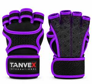 TANVEX INTERNATIONAL Half <b>Finger</b> Gym Gloves PU Mesh Breathable Non-Slip Adjustable Wrist <b>Strap</b> Unisex Weight Lifting Fitness - Product Image 5
