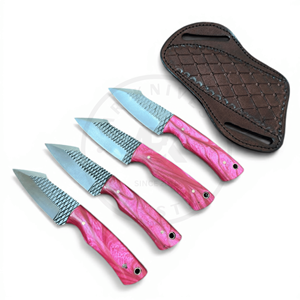 Juego de Cuchillos Vaqueros de Acero de Damasco de Grado Industrial Hechos a Mano OEM, Cuchillo de Caza para Exteriores y Camping con Empuñaduras de Resina Acrílica, 3 Años de Garantía - Product Image 1