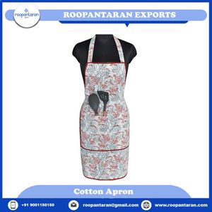 Delantal con Estampado Floral y Ribete Rojo, Delantal de Cocina de Algodón Lavable a Máquina, Estilo Clásico para Uso Diario, 1-4 Bolsillos, al por Mayor - Product Image 6