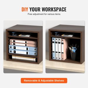 Clasificador de Documentos Metálico Ajustable de 5 Compartimentos, Buzón de Oficina de 13.9x12x13 Pulgadas con Acabado en Madera - Product Image 5