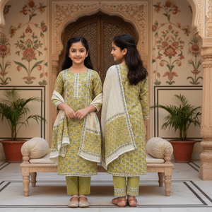 Traje indio floral blanco y verde para mujer |   Conjunto de Salwar Kameez Punjabi de Algodón de Alta Calidad |   Conjunto Étnico de Diseño para Uso Casual - Product Image 6