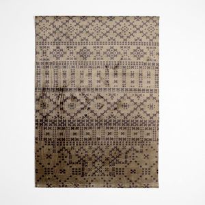 Tapis géométrique taupe beige anthracite, tapis moderne en mosaïque, tapis en laine antidérapant, écologique, tufté à la main pour salon - Product Image 1