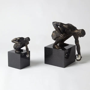 Offre Spéciale : Sculpture Abstraite Moderne en Aluminium, Statue Humaine de Homme Penseur Accroupi, Figurine Décorative pour Salon - Product Image 1