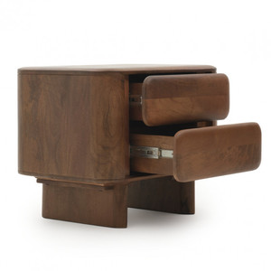 Modern Bedroom Nightstand With Two Drawers Teak Wood <b>Side</b> <b>Table</b> Bedroom <b>Set</b> Home Furniture - Oddy - Product Image 4