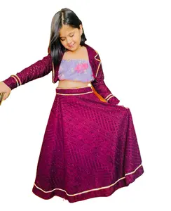 Trending Sequins Embroidered with Beautiful Work Indian Kids Wear Georgette Stitched Lehenga Choli
