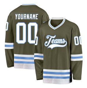 Camiseta de Hockey sobre Hielo Personalizada para Equipos, Gris Azul, Cuello en V, Manga Larga, 100% Poliéster, Transpirable, Unisex, para Adultos - Product Image 5