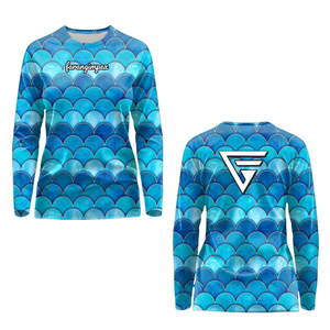 Camiseta de Pesca con Cuello Redondo para Mujer, Sublimada, Unisex, Manga Larga, Secado Rápido, UPF 50, Estampado con la Bandera de EE. UU. y Estrellas Azules, Sudadera para Adultos - Product Image 6