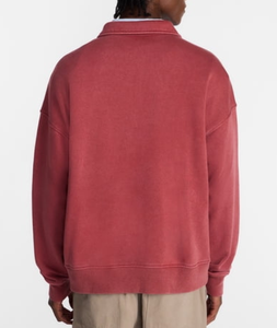 Personalized Custom Logo High-Quality 380 GSM 100% Cotton Heavyweight Fleece Boxy Fit Quarter <b>Zip</b> Acid Washed Sweatshirt for Men - Product Image 4
