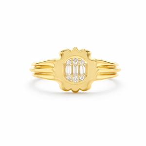 Bague empilable artisanale en argent sterling 925 plaqué or 18 carats avec pierre précieuse baguette pour elle - Cadeau pour maman - Product Image 1