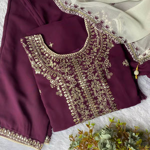 Ensemble haut, pantalon et dupatta en faux georgette brodé de sequins, avec doublure intérieure micro, tenue ethnique festive pour femmes, du M au XXL - Product Image 5