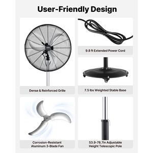 Ventilatore a piantana industriale da 24 pollici ad alta velocità, 6800 CFM, oscillazione a 85 gradi, 3 velocità - Product Image 5