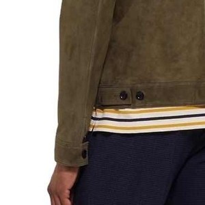 <b>Men's</b> Olive <b>Suede</b> Shirt <b>Jacket</b> Workwear Style Turn-down Collar Regular Fit Autumn Wear Button Closure Solid Color - Product Image 2