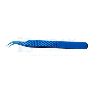 Pince à épiler de précision bleue à pointe lisse en acier inoxydable pour l'application d'extensions de cils - Product Image 6