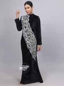 Vestido Abaya Kaftan Importado de Terciopelo con Lentejuelas de Cristal y Cuentas, Largo hasta el Suelo, de Manga Larga, Modesto y Sencillo, para Ocasiones de Eid - Product Image 3