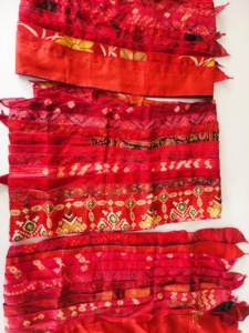 Ethnic Geometric Printed <b>Red</b> <b>Silk</b> Scarf Square Shape Multi-Functional Fashion for Women All Seasons - Product Image 3