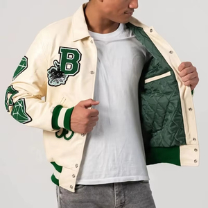 Wholesale Custom <b>Men</b> <b>Baseball</b> <b>Jacket</b> Heavyweight Chenille Embroidery Lettering Hip Hop Quilted 100 Cotton Varsity Manufacturer - Product Image 3