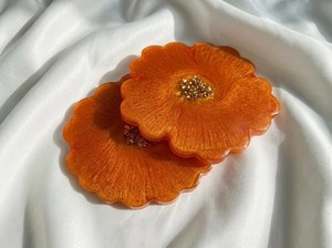 Resin RoundFlower Shape Plastic Coasters Orange Retro Design Edge Glam <b>Table</b> Mats Reusable 400mm Tea Coaster For <b>table</b> Home Deco - Product Image 2