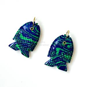 Pendentif Poisson en Azurite Malachite AAA, Collier en Argent 925 Fait Main avec Pierre Précieuse, Breloque Cristal de Guérison Sculptée à la Main, Luxe, Vente en Gros - Product Image 2