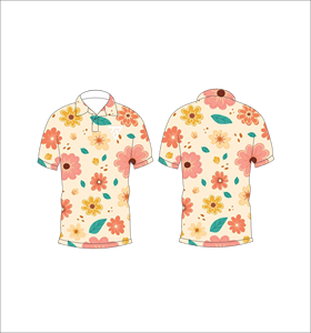 Chemise polo pour homme à imprimé floral beige, manches courtes, décontractée, mode estivale - Product Image 6