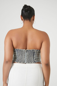 2026 Summer Women's Strapless Denim an Shorts Set - Sexy Off-Shoulder Casual Jean Outfit for Night Club and <b>Birthday</b> Celebration - Product Image 2
