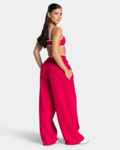 Pantalones Deportivos Anchos de Mujer, Color Rojo Coral Pintado, 100% Algodón, Ecológicos, Transpirables, Casuales, para Calle, Gimnasio y Descanso - Product Image 5
