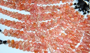 Perles lisses en rhodochrosite de forme poire, perles en rhodochrosite rose naturelle en forme de goutte pour la fabrication de bijoux - Product Image 2