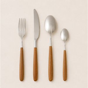 Ensemble de couverts en acier inoxydable de qualité supérieure avec manches en bois d'acacia naturel, ensemble de couverts pour la maison et les restaurants, vaisselle écologique - Product Image 3