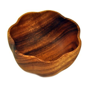 Bol de service artisanal en bois d'acacia en forme de fleur, centre de table naturel pour salades et fruits, vaisselle écologique pour la décoration de table - Product Image 1