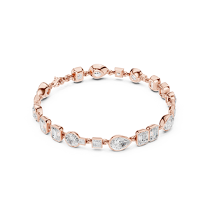 Bracelet de luxe en or rose et diamants pour femme, avec diamants naturels blancs de formes multiples (poire, émeraude), bijoux de mariage - Product Image 3