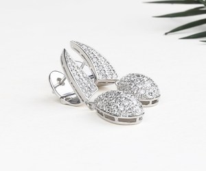 OM GEMS 18K White <b>Gold</b> Lab Diamond Drop <b>Earrings</b>, Diamond <b>Dangle</b> <b>Earrings</b>, Wedding <b>Earrings</b> For Women, Lab diamond jewelry - Product Image 4