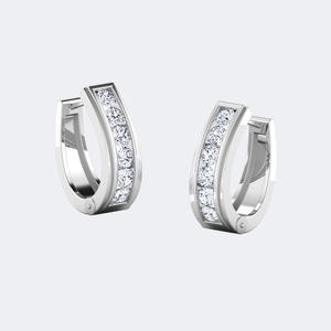 Pendientes de aro anchos con diamantes de corte redondo de 1.75 quilates y engaste tipo canal - Product Image 5