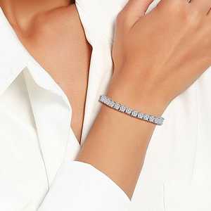 Collier chaîne tennis personnalisable en moissanite ronde de 2 mm à 4 mm pour femme, en argent sterling 925, style hip-hop, bijoux signet pour soirée - Product Image 6