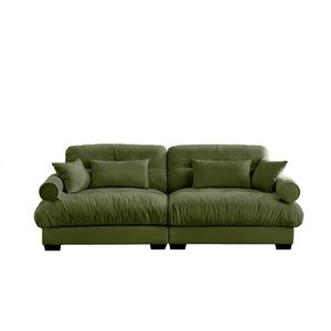 Grande Divano Moderno a Due Posti in Velluto con Braccioli Imbottiti e Cuscini Decorativi per il Soggiorno - Product Image 6