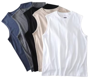 <b>Men</b> Sleeveless T-Shirt Summer Cotton Tank Top Solid Color Fitness Gym <b>Vest</b> <b>White</b> Sports Undershirt Unisex Casual Wear - Product Image 1