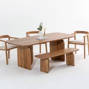 Mesa de Comedor de Madera Vandana Zentrix Solace con Diseño Contemporáneo Hecho a Mano - Product Image 1