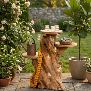ARTERRA Support de Présentation en Bois Artisanal Rustique en Racine de Teck Bio de Qualité Supérieure pour Décoration Intérieure et Extérieure, Idéal pour la Salle de Diwali - Product Image 4