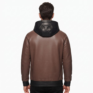 Sudadera con Capucha de Cuero para Hombre, con Bolsillos Delanteros, Sudadera con Capucha de Cuero de Manga Larga para Hombre, Sudadera con Capucha de Cuero al por Mayor para Hombre - Product Image 2