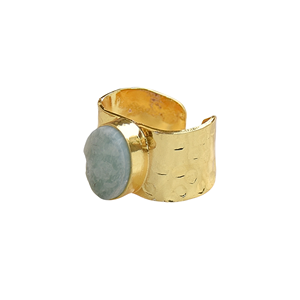 Wholesale Amazonite <b>Adjustable</b> <b>Ring</b> Semi-Precious Stone Gold Plated Statement <b>Ring</b> Handmade Jewelry Bulk Supply - Product Image 4