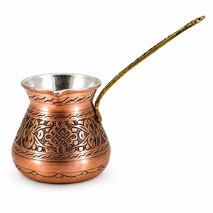Cafetera Turca de Cobre Grabada a Mano con Mango de Madera, Moderna, con Revestimiento de Estaño, Cezve Ibrik, para Preparación en Estufa, Gran Capacidad - Product Image 2