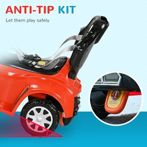 Passeggino scorrevole 3 in 1 con barriera di sicurezza rossa, maniglia rimovibile, corno musicale e tettuccio per passeggini e giocattoli da trainare - Product Image 6