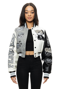Oem Custom Knitted Polyester Plaid Winter Varsity <b>Jacket</b> <b>Patch</b> Chenille Embroidery Sleeve Eco-Friendly Windproof Cotton Logo - Product Image 5