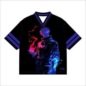 Camiseta Negra de Manga Corta para Hombre con Estampado de Personajes de Anime y Detalles en Morado, Top Informal de Verano - Product Image 5