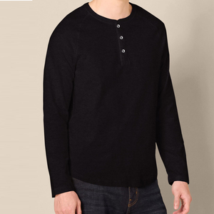 Summer Wear Slim Fit Male Henley T Shirt Top Seller Long Sleeve Button <b>Down</b> High Street Style Henley T Shirts For Men - Product Image 2