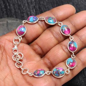 Women's <b>Bracelet</b> Natural Pink Spiny Oyster Turquoise Gemstone anniversary Christmas Gift Handmade Jewelry 925 Sterling <b>Silver</b> - Product Image 2