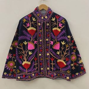 Bulk Order Handmade Suzani Velvet Jacket Embroidered Boho Ethnic <b>Coat</b> Custom Design Manufacturer - Product Image 1