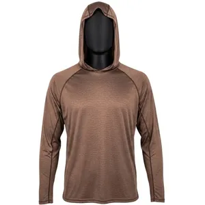 Men's <b>Red</b> <b>Long</b> <b>Sleeve</b> Hoodie UPF 50 Quick Dry Polyester Pullover Shirt Solid Color Fishing Wear - Product Image 2