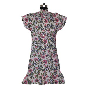 Cotton <b>Women</b> Casual <b>Dresses</b> Summer Bohemian Midi <b>Tunic</b> <b>Dress</b> Hand-Printed Beachwear Short Sleeveless Design <b>Dress</b> - Product Image 4